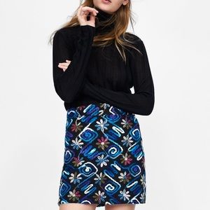 Embroidered multicolor flowery Zara Skirt